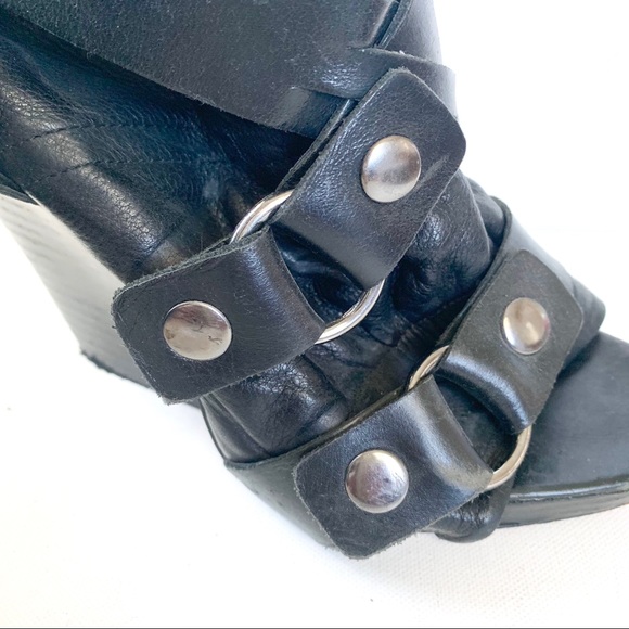 Dolce Vita Leather Buckle Wedge Heels - Picture 7 of 8